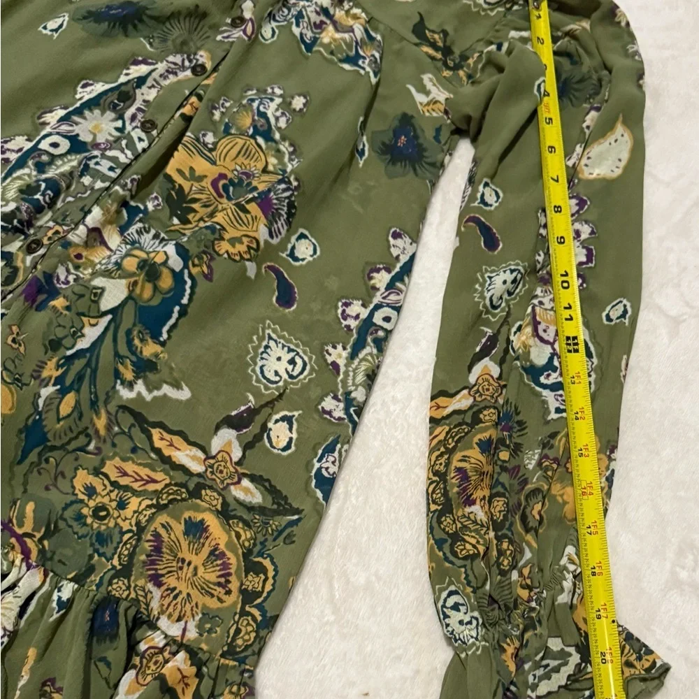 Free People Green and Orange Ruffled Tiered Sundress - Picture 6 of 9